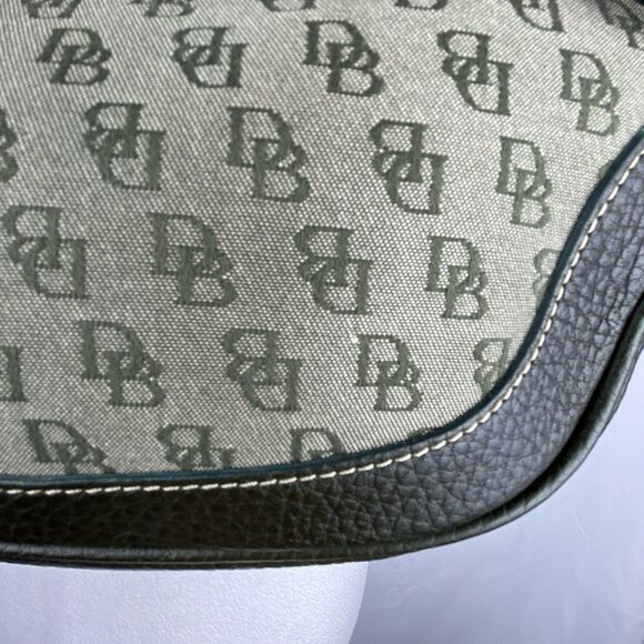 VTG Dooney & Bourke DB Monogram Small Shoulder Bag Brown Leather Crescent Hobo - Picture 13 of 16